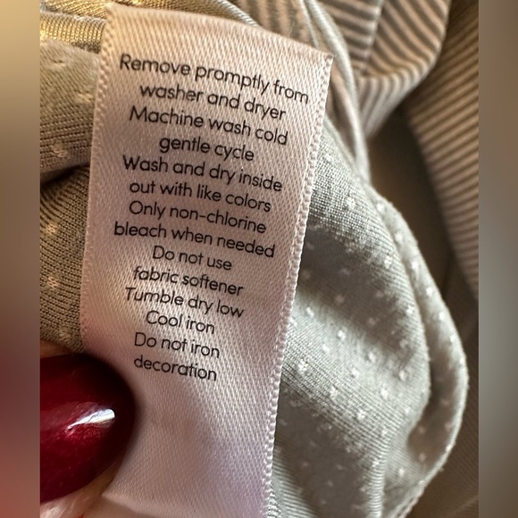 ATHLETA Retro Lightweight Gray Striped Hoodie Kangaroo Pocket Polka Dot MED NICE - Picture 6 of 14